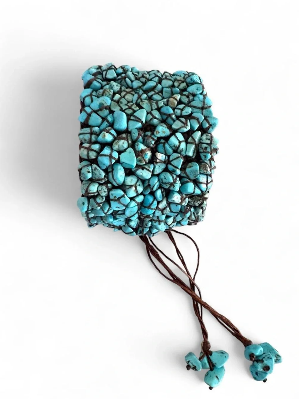 Turquoise stone bracelet with adjustable woven strap